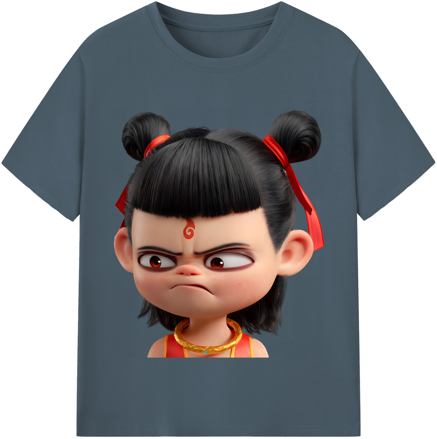 （画像用） Ne Zha 2 ナタ 魔童の大暴れ 綿100％半袖Tシャツ（フロントプリント）
